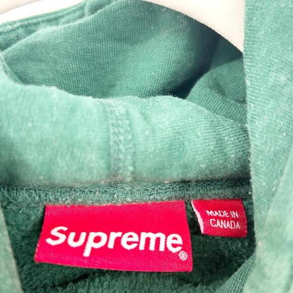 Supreme Mens Streetwear Sporty 2019 Heavyweight Logo Fleece Hoodie Size M Green - Picture 7 of 11